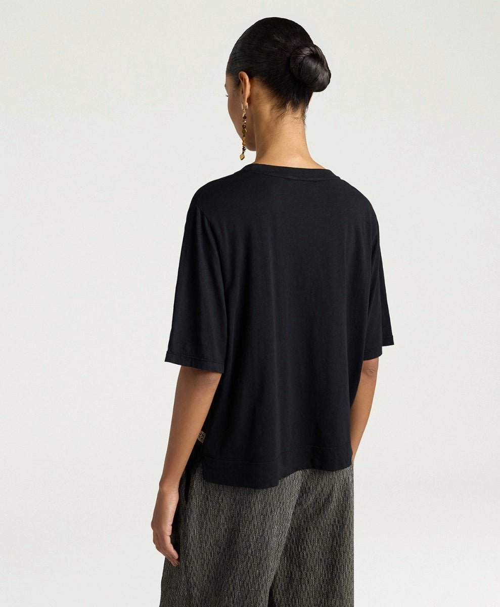 NOCHE T-SHIRT IN COTTON - BLACK