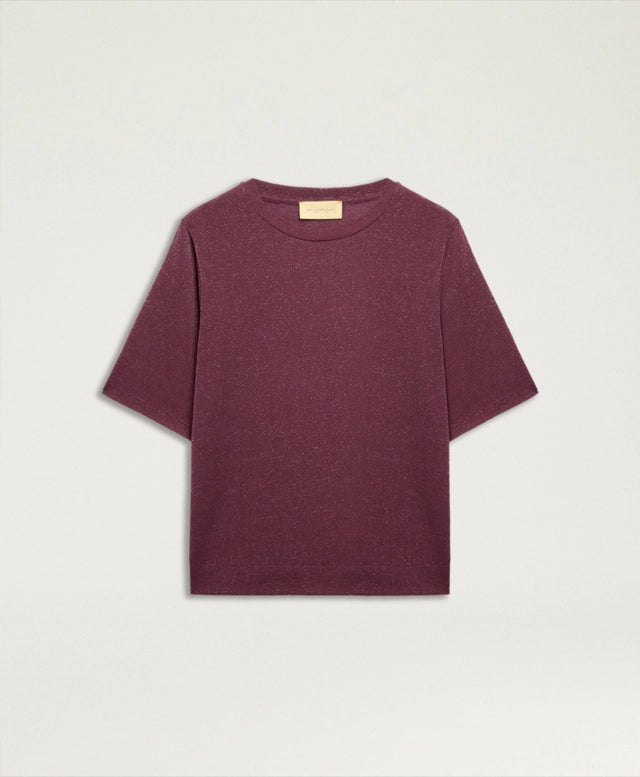 IORA T-SHIRT IN SOLID COLOUR LUREX JERSEY - MAUVE