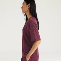 IORA T-SHIRT IN SOLID COLOUR LUREX JERSEY - MAUVE