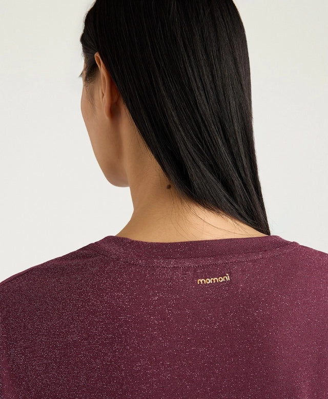 IORA T-SHIRT IN SOLID COLOUR LUREX JERSEY - MAUVE