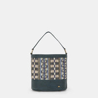 ANANAS BAG IN ECO-LEATHER AND RAFFIA - MULTICOLOR BLUE