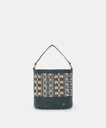 ANANAS BAG IN ECO-LEATHER AND RAFFIA - MULTICOLOR BLUE
