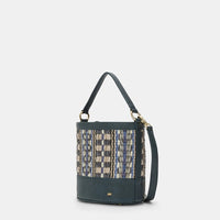 ANANAS BAG IN ECO-LEATHER AND RAFFIA - MULTICOLOR BLUE