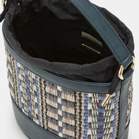 ANANAS BAG IN ECO-LEATHER AND RAFFIA - MULTICOLOR BLUE