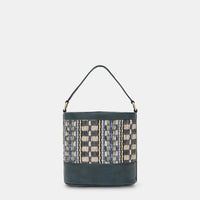 ANANAS BAG IN ECO-LEATHER AND RAFFIA - MULTICOLOR BLUE
