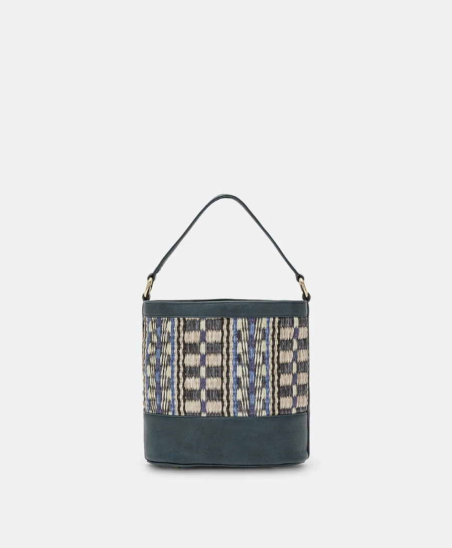 ANANAS BAG IN ECO-LEATHER AND RAFFIA - MULTICOLOR BLUE