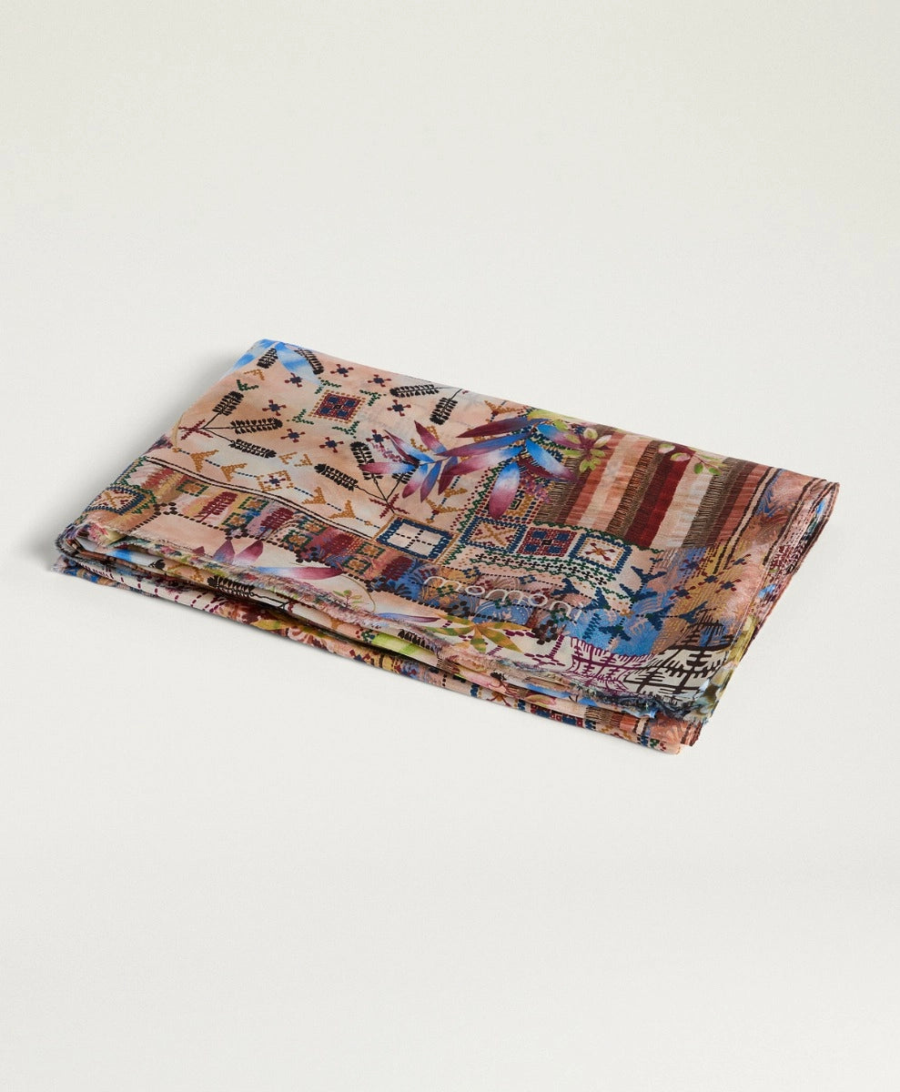 JADORE FOULARD IN PRINTED HABUTAI SILK - EARTH MULTICOLOR