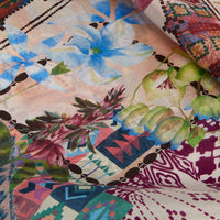JADORE FOULARD IN PRINTED HABUTAI SILK - EARTH MULTICOLOR