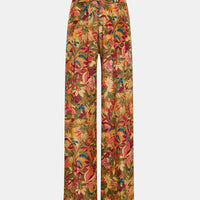 ASPEN PANTS IN PRINTED HABUTAI SILK - MULTICOLOR ORANGE