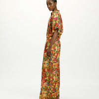 ASPEN PANTS IN PRINTED HABUTAI SILK - MULTICOLOR ORANGE