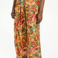 ASPEN PANTS IN PRINTED HABUTAI SILK - MULTICOLOR ORANGE