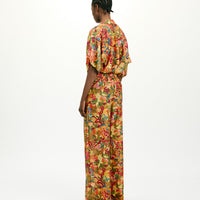 ASPEN PANTS IN PRINTED HABUTAI SILK - MULTICOLOR ORANGE
