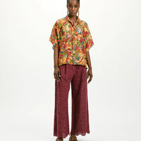 BROOKLYN SHIRT IN PRINTED HABUTAI SILK - MULTICOLOR ORANGE