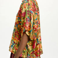 BROOKLYN SHIRT IN PRINTED HABUTAI SILK - MULTICOLOR ORANGE