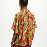 BROOKLYN SHIRT IN PRINTED HABUTAI SILK - MULTICOLOR ORANGE