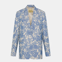 CAPOEIRA JACKET IN TROPICAL JAQUARD - BUTTER/BLUE NAVY