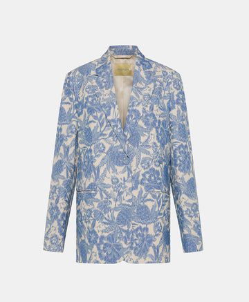 CAPOEIRA JACKET IN TROPICAL JAQUARD - BUTTER/BLUE NAVY