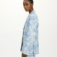 CAPOEIRA JACKET IN TROPICAL JAQUARD - BUTTER/BLUE NAVY