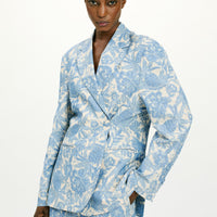 CAPOEIRA JACKET IN TROPICAL JAQUARD - BUTTER/BLUE NAVY
