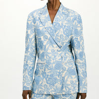 CAPOEIRA JACKET IN TROPICAL JAQUARD - BUTTER/BLUE NAVY