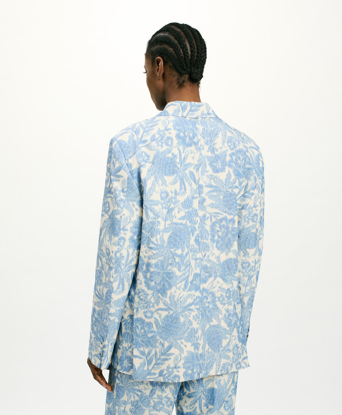 CAPOEIRA JACKET IN TROPICAL JAQUARD - BUTTER/BLUE NAVY