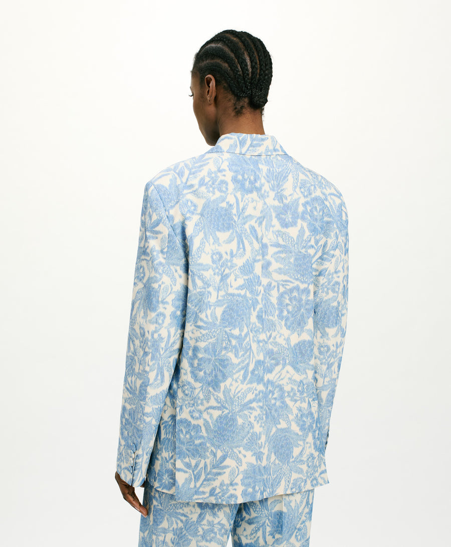 CAPOEIRA JACKET IN TROPICAL JAQUARD - BUTTER/BLUE NAVY