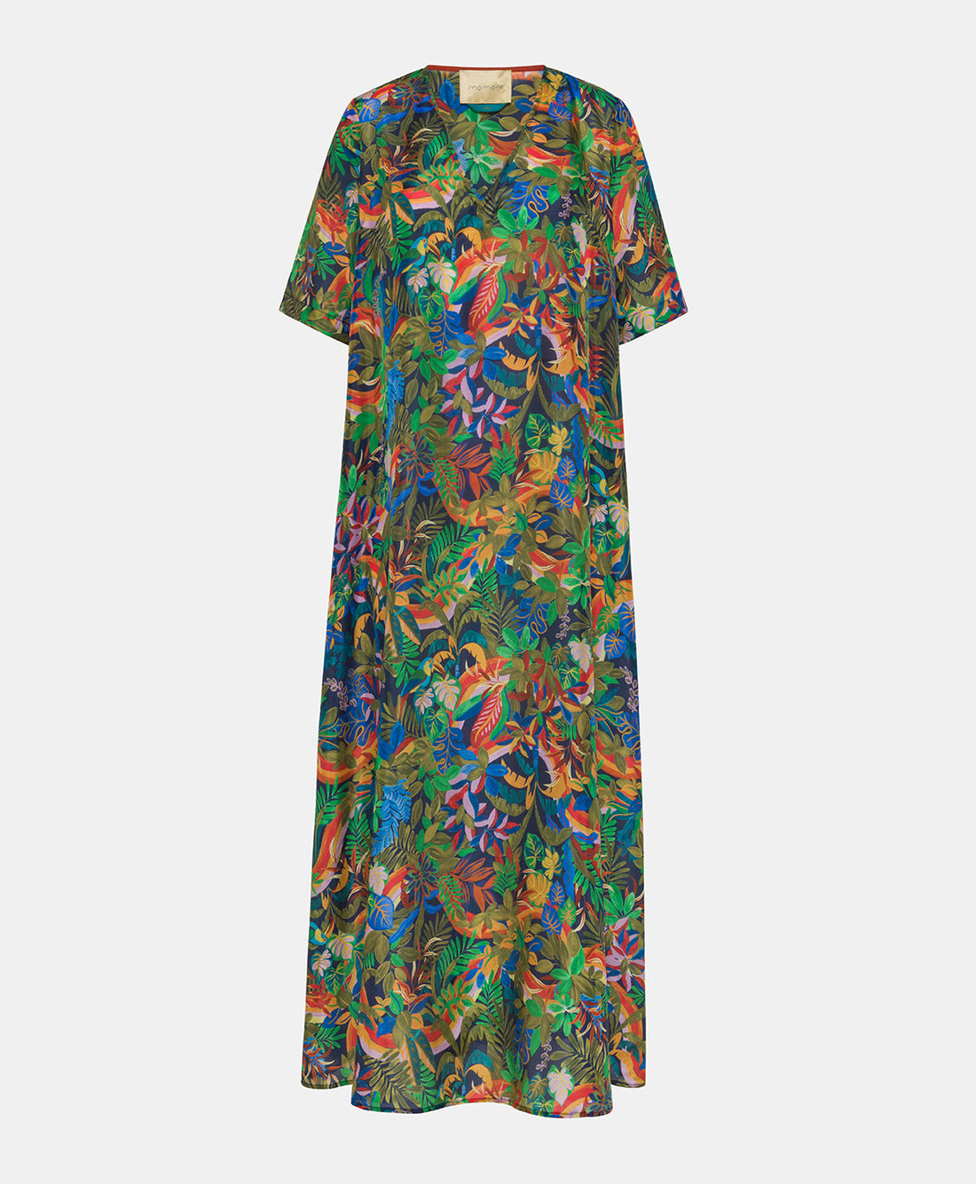 CARNAVAL DRESS IN PRINTED HABUTAI SILK - MULTICOLOR BLUE