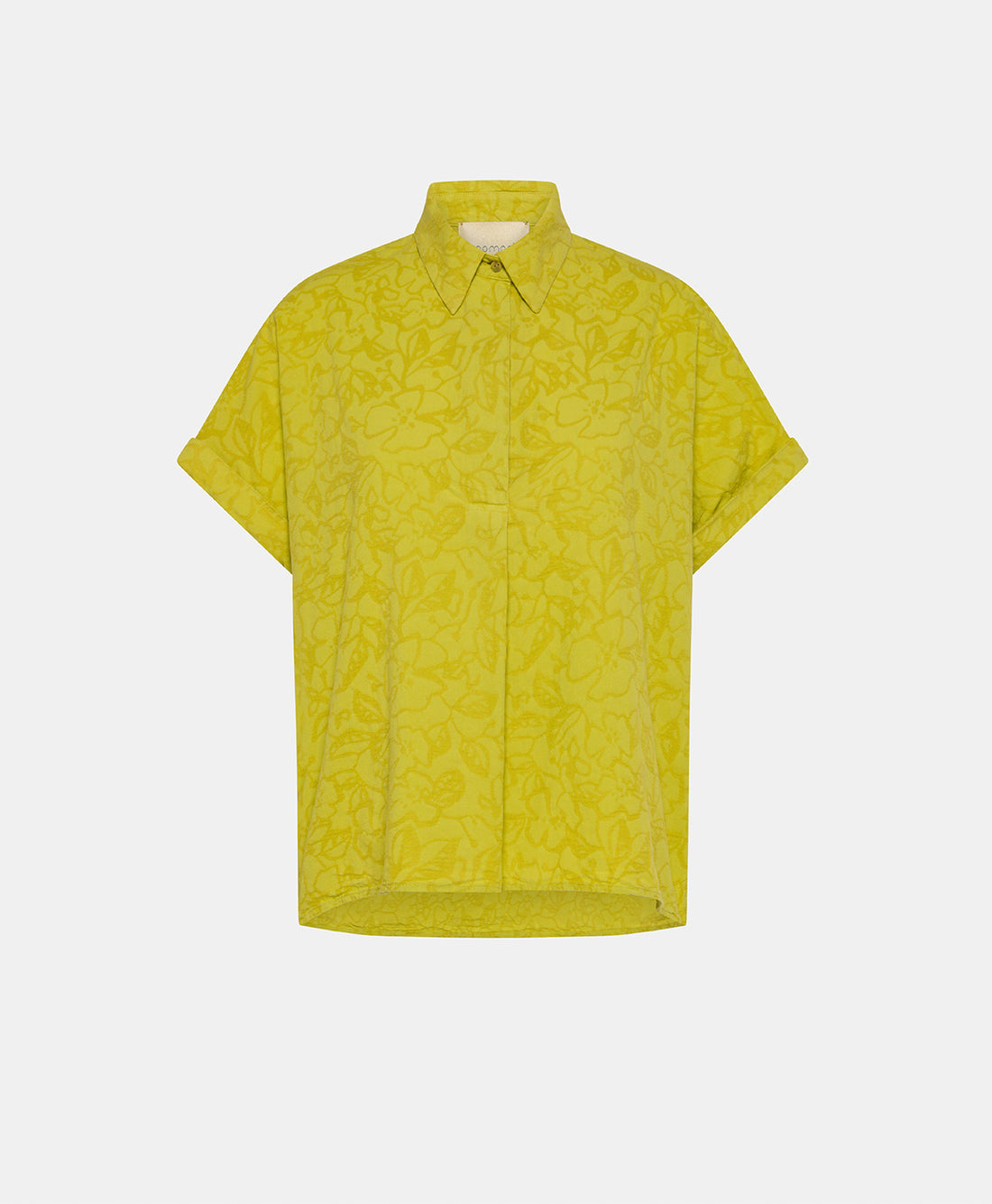 CAROLINA BLOUSE IN TEXTURED POPLIN - LIME GREEN