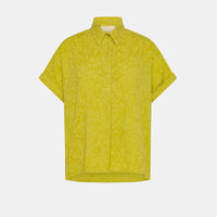 CAROLINA BLOUSE IN TEXTURED POPLIN - LIME GREEN