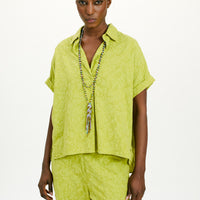 CAROLINA BLOUSE IN TEXTURED POPLIN - LIME GREEN