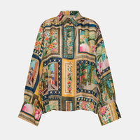CATINGA SHIRT IN PRINTED HABUTAI SILK - MULTICOLOR GREEN