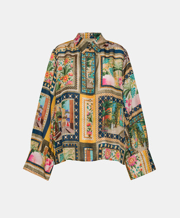 CATINGA SHIRT IN PRINTED HABUTAI SILK - MULTICOLOR GREEN