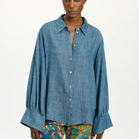 CATINGA SHIRT IN STONEWASHED CHAMBRAY - BLUE JEANS