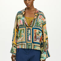 CATINGA SHIRT IN PRINTED HABUTAI SILK - MULTICOLOR GREEN