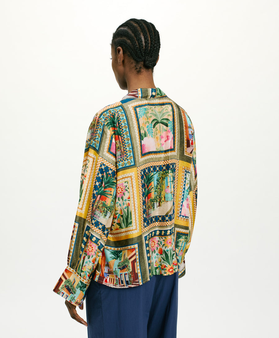 CATINGA SHIRT IN PRINTED HABUTAI SILK - MULTICOLOR GREEN