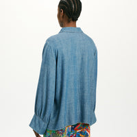 CATINGA SHIRT IN STONEWASHED CHAMBRAY - BLUE JEANS