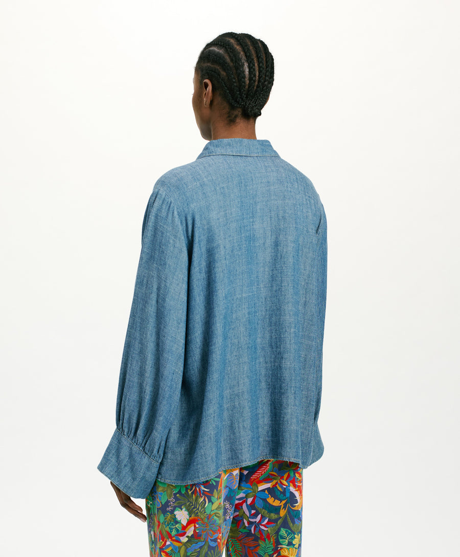 CATINGA SHIRT IN STONEWASHED CHAMBRAY - BLUE JEANS