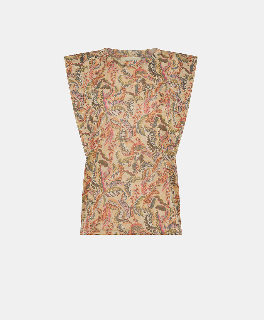 ENNA T-SHIRT IN PRINTED LUREX JERSEY - MULTICOLOR MAGENTA