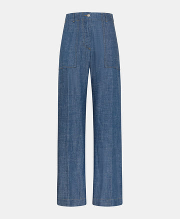 HIBISCUS PANTS IN STONEWASHED CHAMBRAY - BLUE JEANS