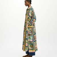 JAU DRESS IN PRINTED HABUTAI - MULTICOLOR GREEN