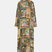 JAU DRESS IN PRINTED HABUTAI - MULTICOLOR GREEN
