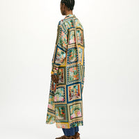 JAU DRESS IN PRINTED HABUTAI - MULTICOLOR GREEN