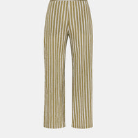 JUAN PANTS IN STRIPED COTTON AND SILK - CREAM/GREEN