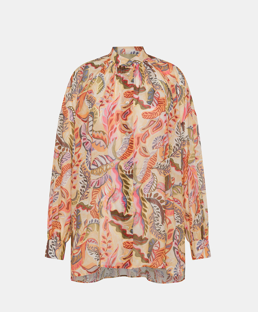JURUA SHIRT IN PRINTED COTTON VOILE - MULTICOLOR MAGENTA