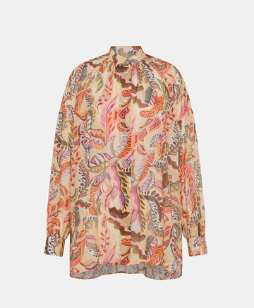 JURUA SHIRT IN PRINTED COTTON VOILE - MULTICOLOR MAGENTA