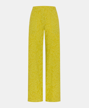 LAMA PANTS IN TEXTURED POPLIN - LIME GREEN