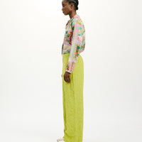 LAMA PANTS IN TEXTURED POPLIN - LIME GREEN
