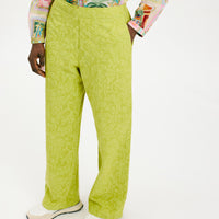 LAMA PANTS IN TEXTURED POPLIN - LIME GREEN