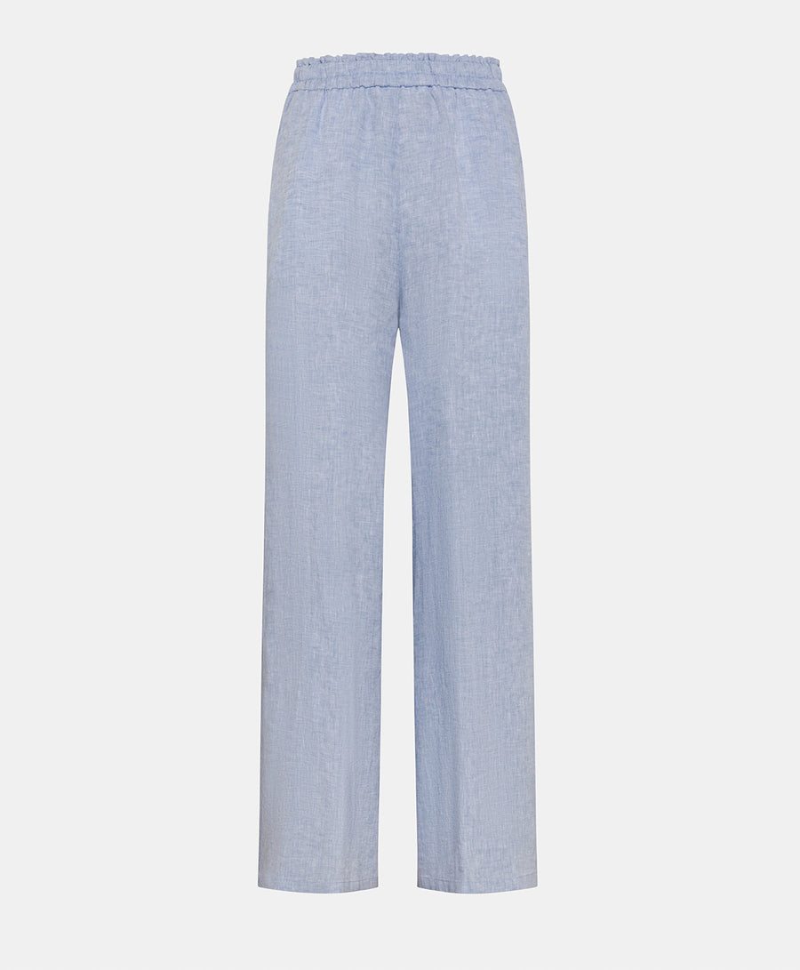 LUCAS PANTS IN YARN DYED LINEN - LIGHT BLUE