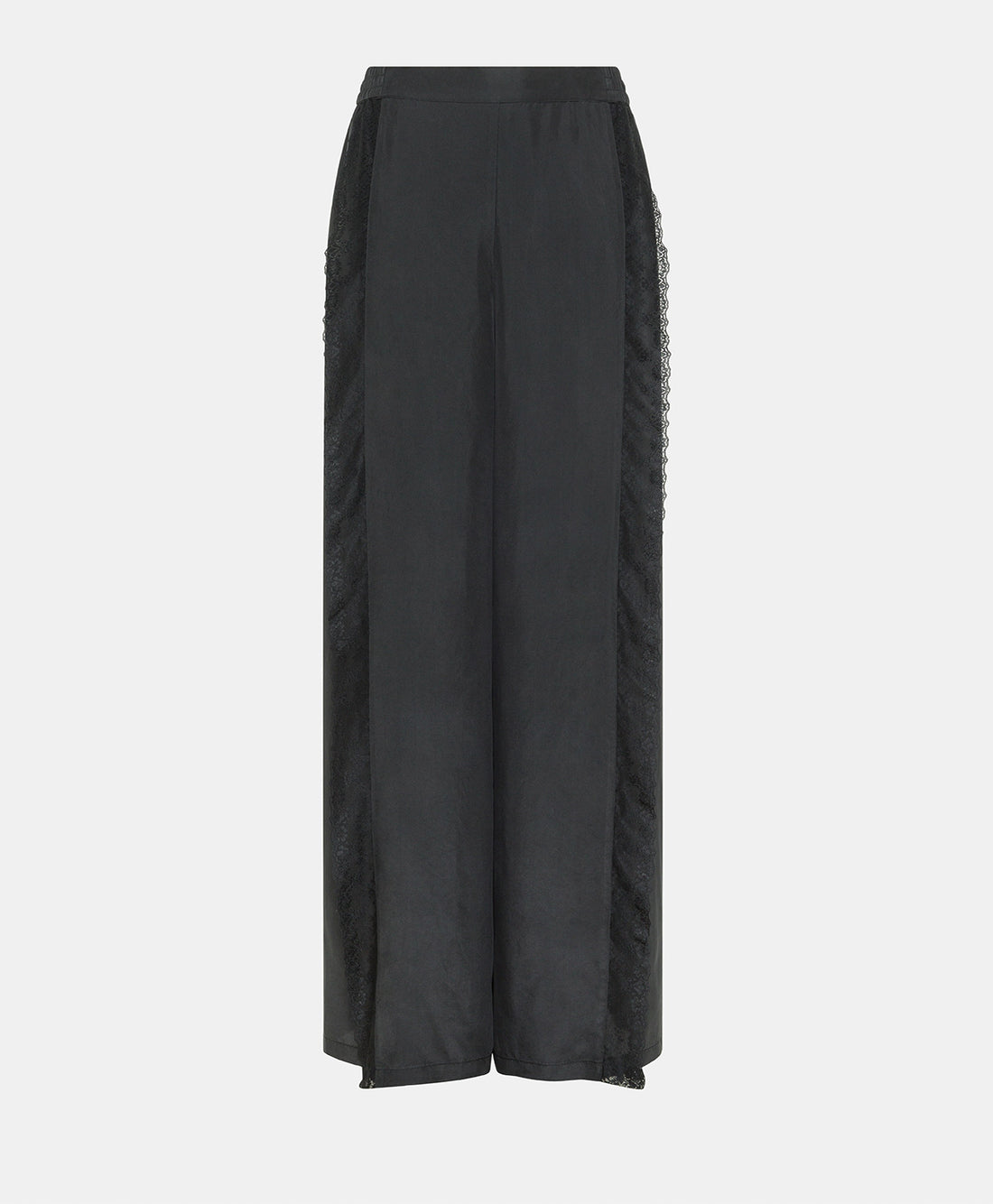 MARCOS PANTS IN HABUTAI WITH VALENCIENNES - BLACK